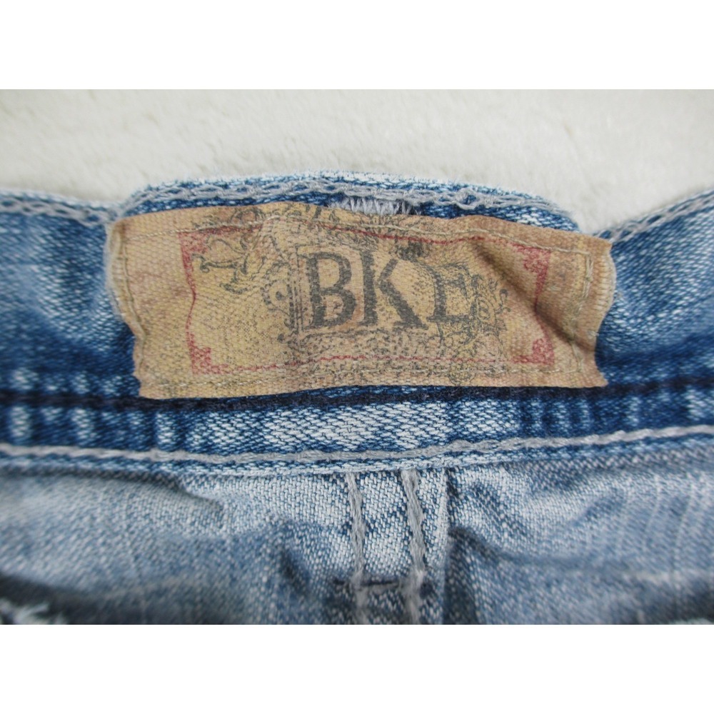 BKE Marshall Pants Mens 36 Blue Denim Jeans Straight Distressed Whiskered 36X36* - Picture 4 of 16